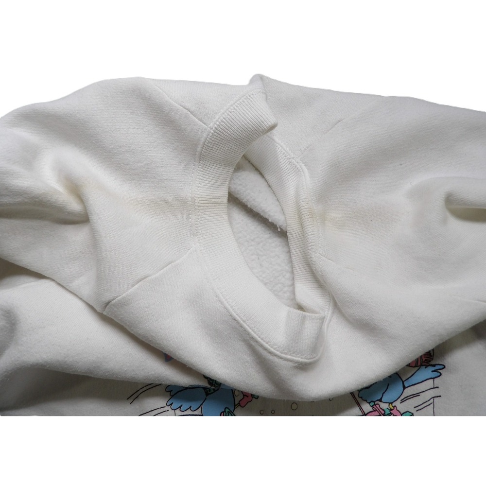 VTG 80s Fruit Of The Loom Birds Of A Feather Crewneck Sweatshirt White Large USA - Picture 13 of 16